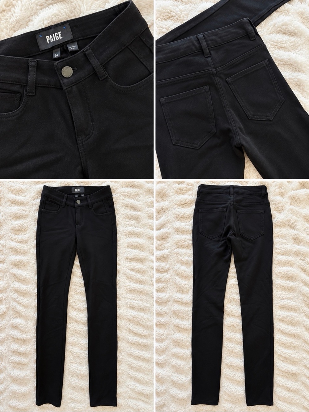 PAIGE Black Mid-Rise Skinny Ultra-Stretch Jeans